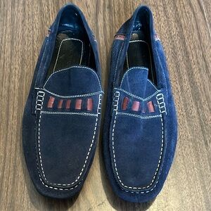 Bugatchi 9.5 Blue Suede Slip On Shoes